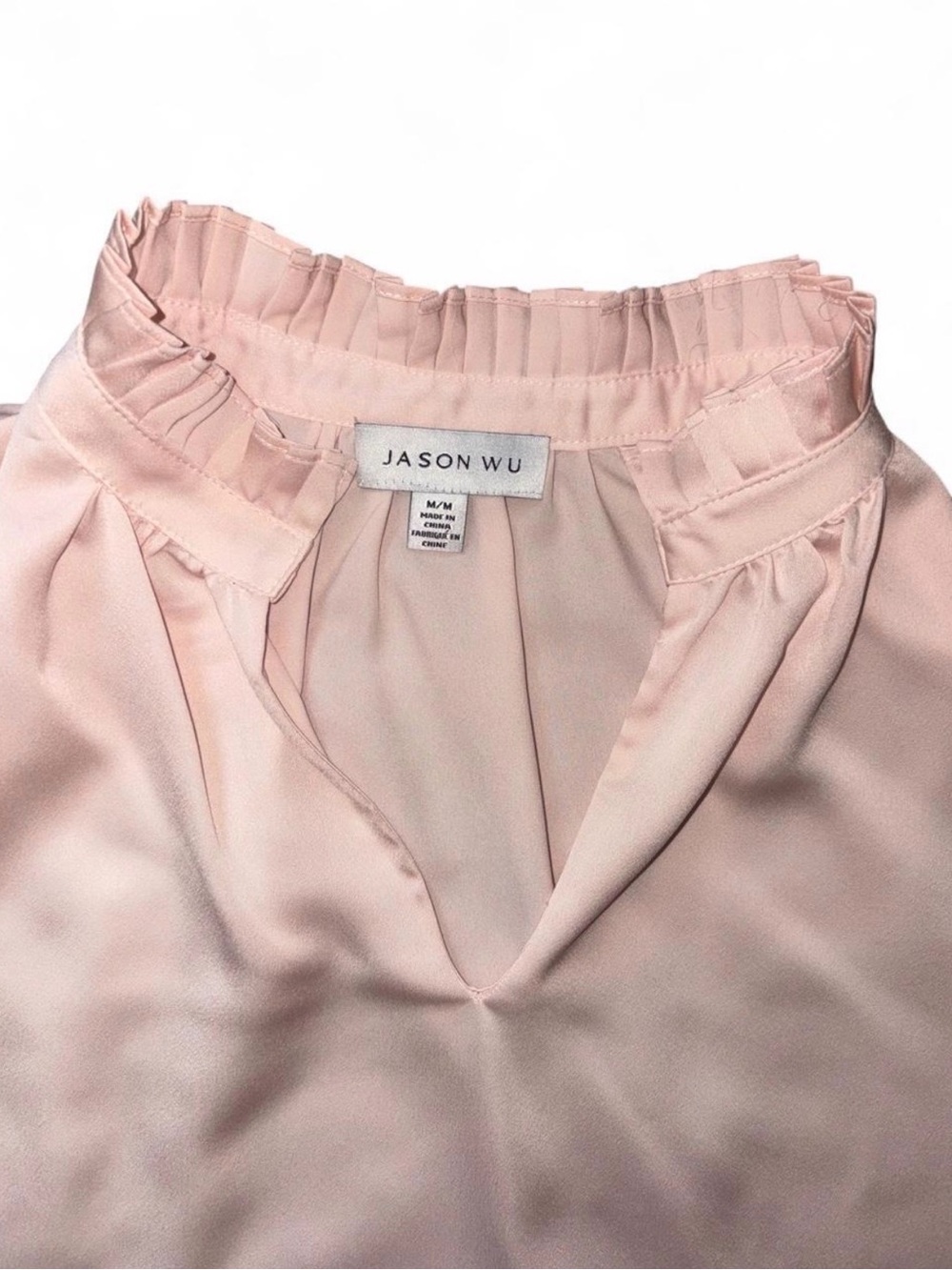 Jason Wu Blush Silk Ruffled-Neck Blouse Size Medium